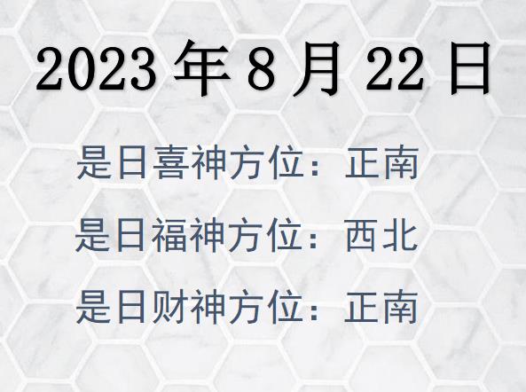 2023年8月22日財神方位查詢-2023年8月22日財神喜神福神方位大全