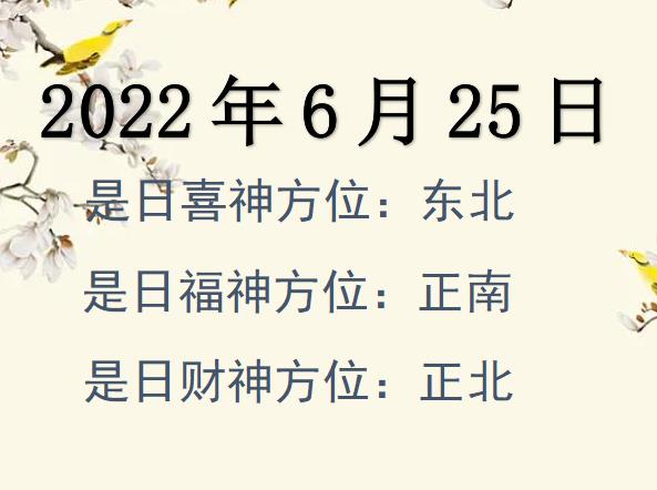 2022年6月25日財神方位查詢-2022年6月25日財神喜神福神方位大全