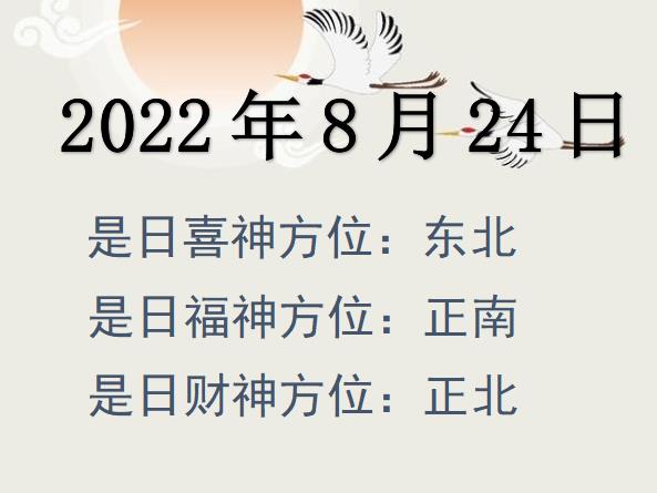 2022年8月24日財(cái)神方位查詢-2022年8月24日財(cái)神喜神福神方位大全