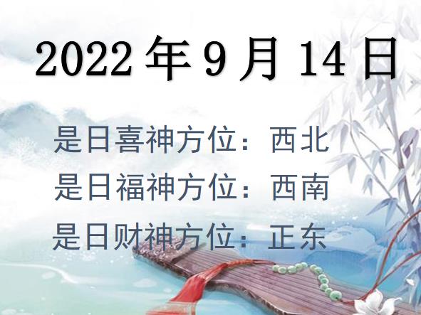 2022年9月14日財神方位查詢-2022年9月14日財神喜神福神方位大全