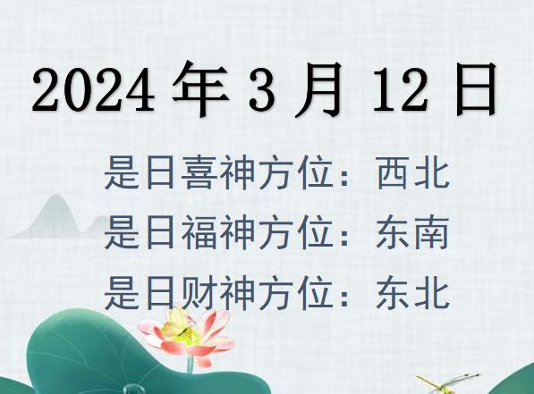 2024年3月12日財(cái)神方位查詢-2024年3月12日財(cái)神喜神福神方位大全