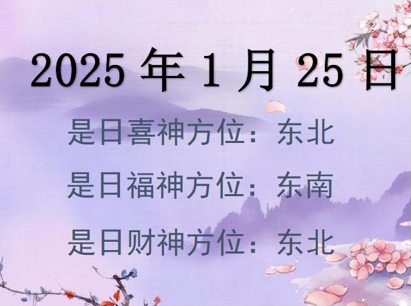 2025年1月25日財(cái)神方位查詢-2025年1月25日財(cái)神喜神福神方位大全