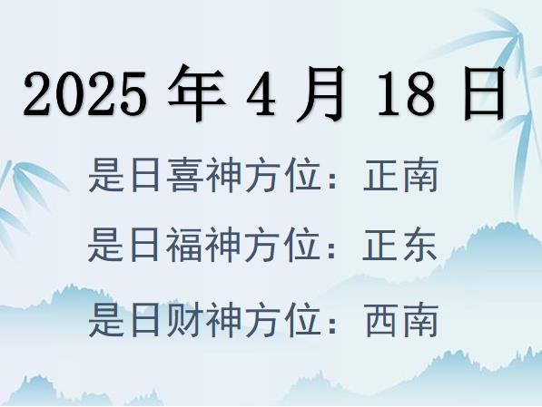 2025年4月18日財(cái)神方位查詢-2025年4月18日財(cái)神喜神福神方位大全