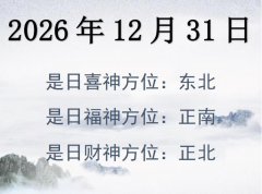 2026年12月31日財神方位查詢-2026年12月31日財神喜神福神方位大全